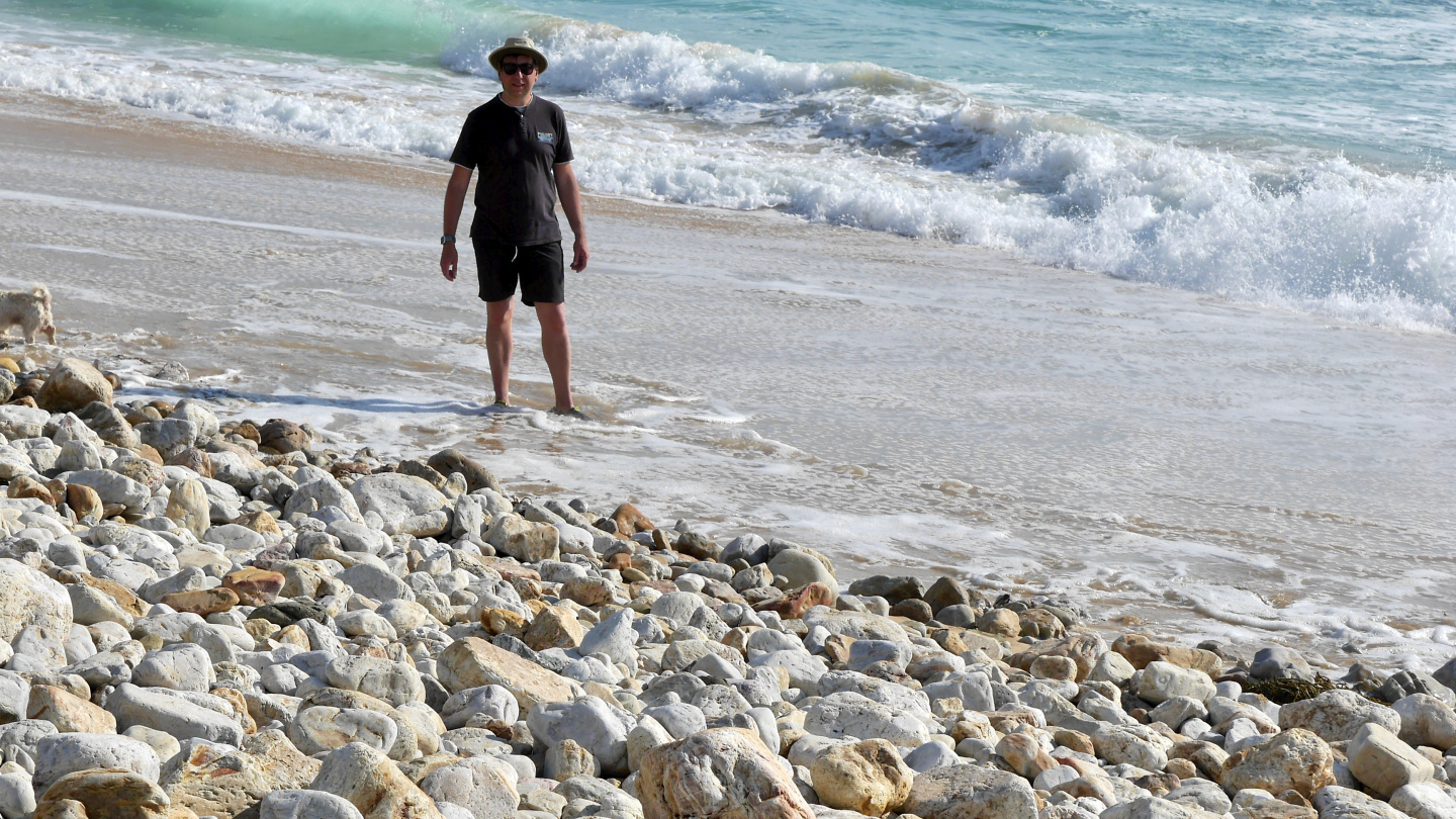 Andrus at the Plage de Pen-Hat beach in Brittany