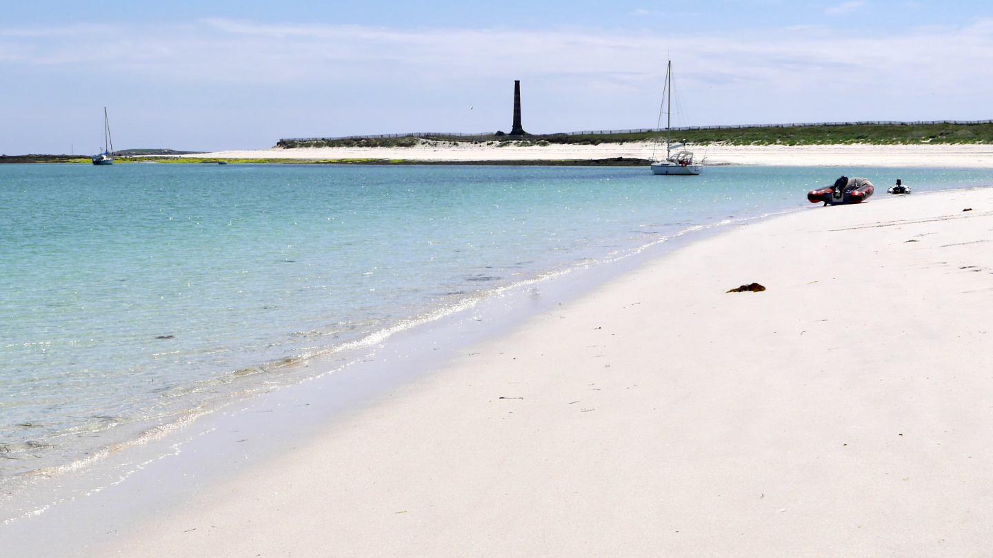 Sandy beach of the isles of Glénan in Brittany