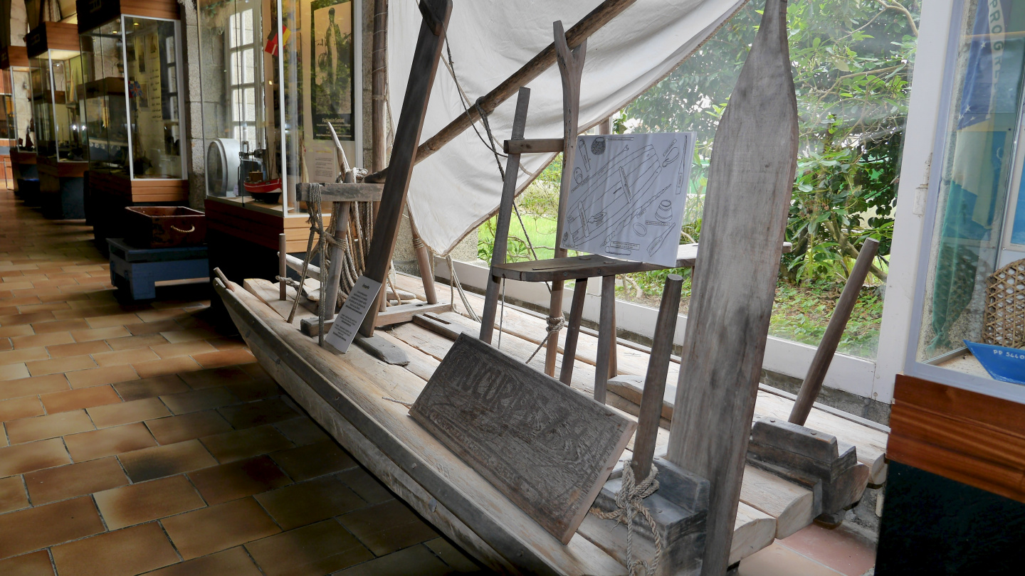 Jangada boat in the fishing museum in Concarneau in Brittany