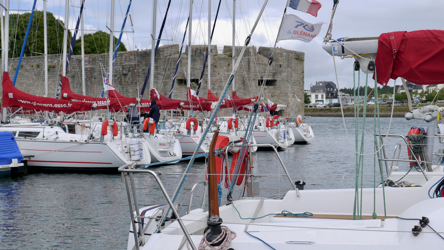 The yachts of Glénan's sailing school in Concarneau, Brittany