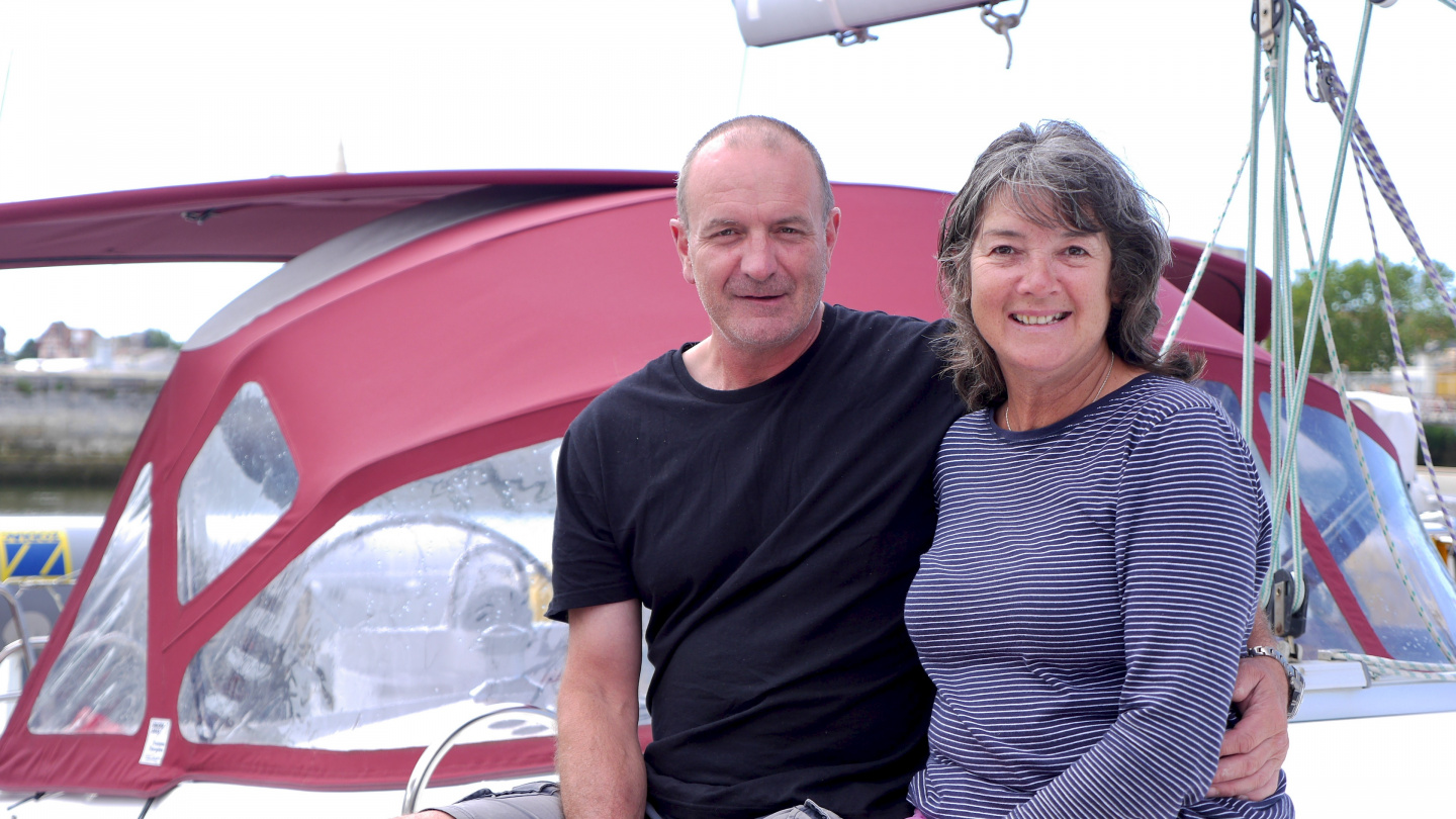 John and Caroline on S/Y Ceilidh in La Rochelle