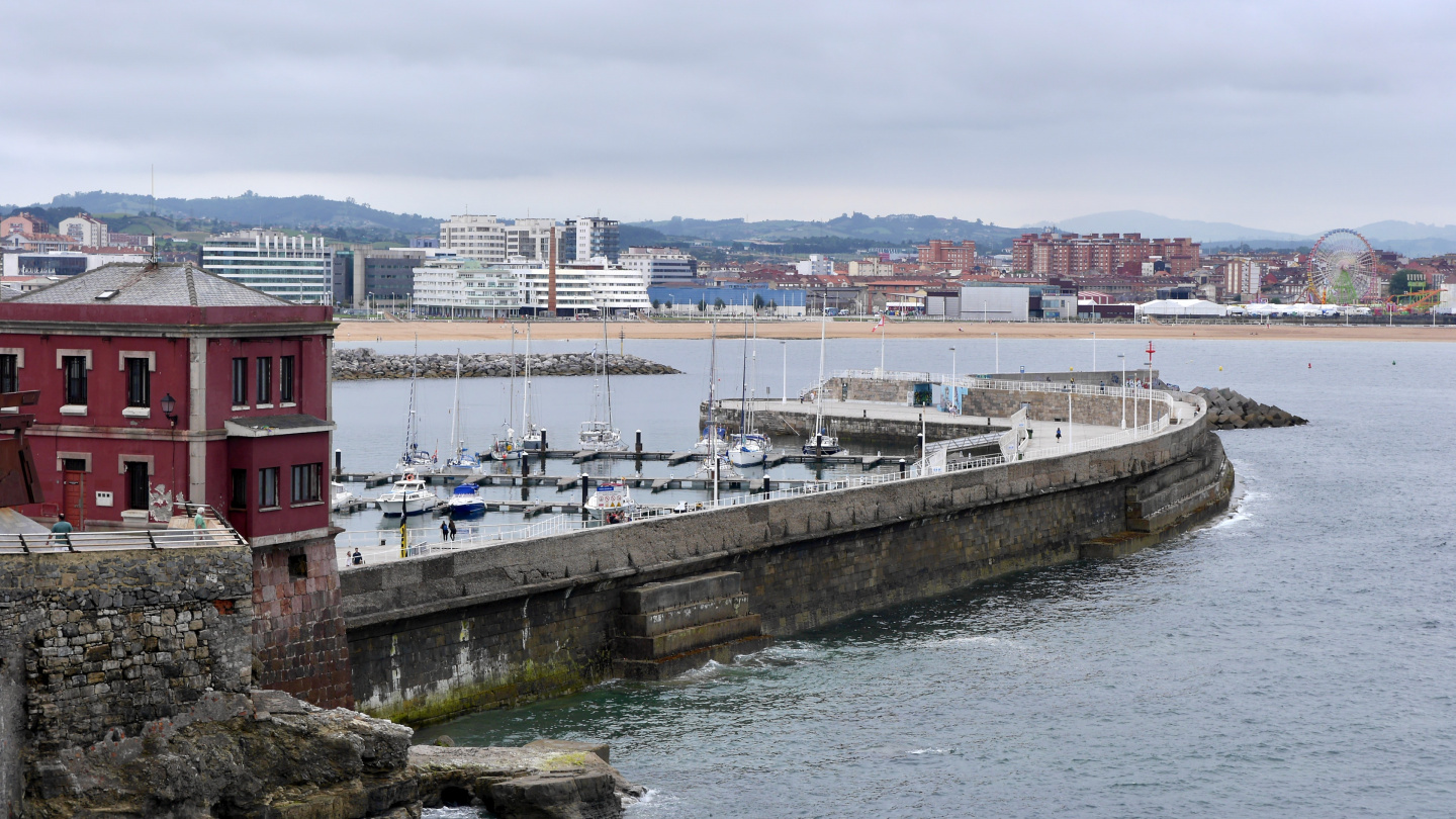 Downtown marina of Gijon in Spain