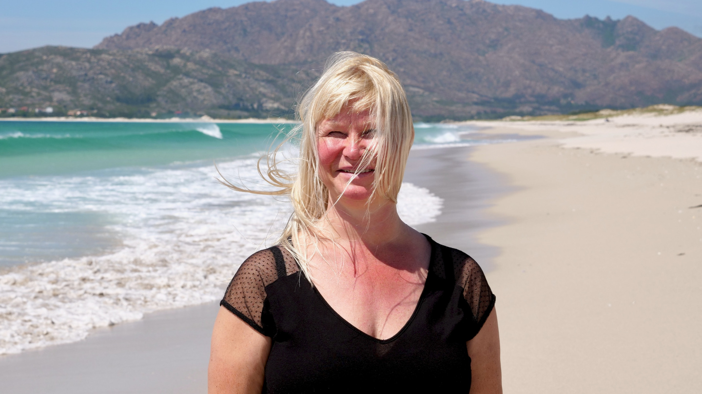 Eve at the beach of Playa de Carnota in Galicia