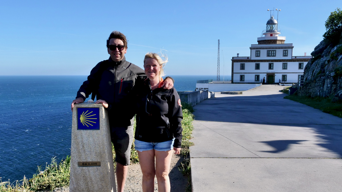 Andrus and Eve at the end of Camino de Santiago in Galicia