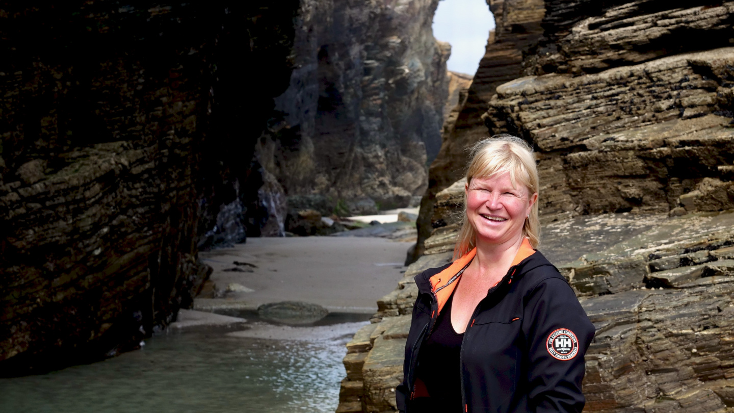 Eve at the beach of Playa de las Catedrales in Galicia