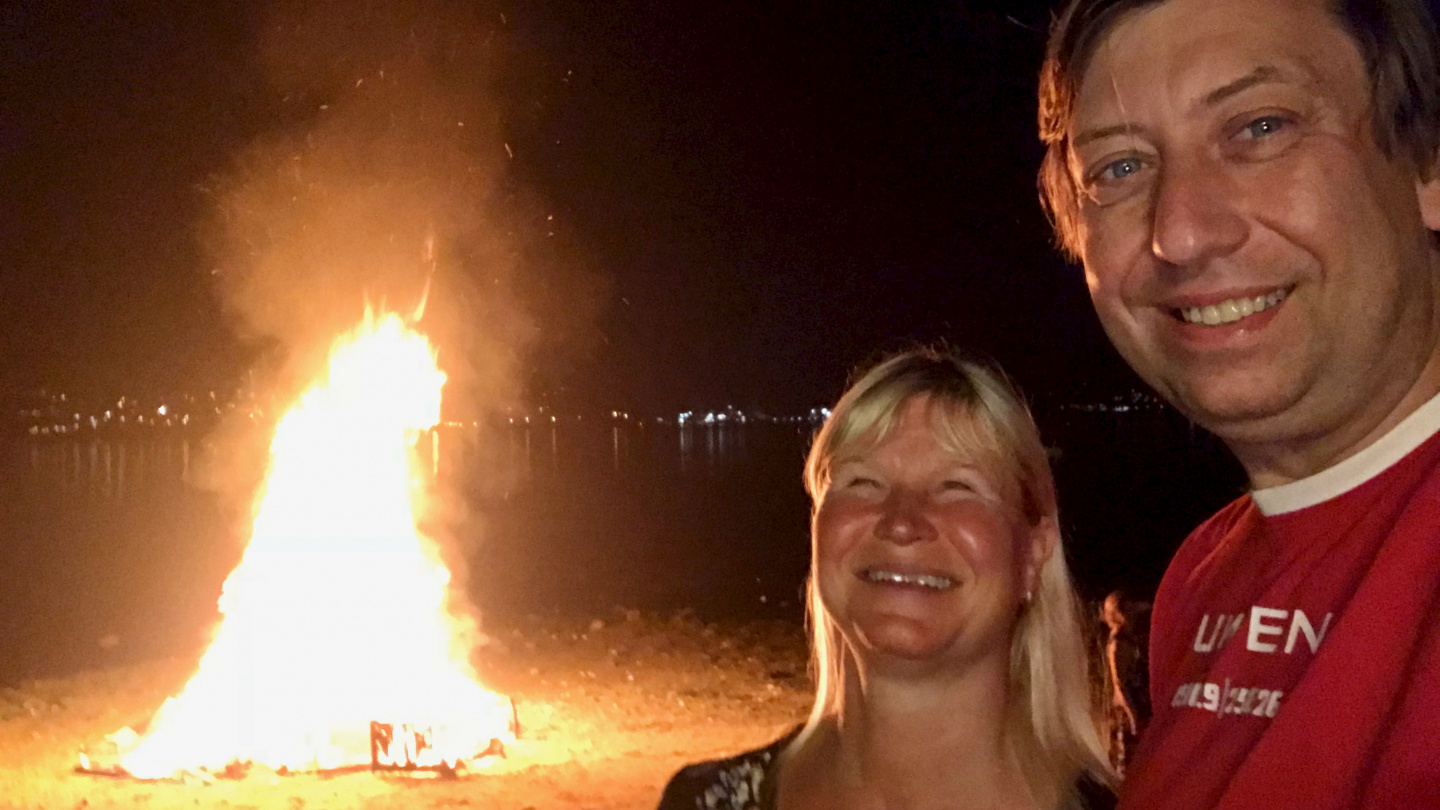 Eve and Andrus at Midsummer party in Combarro, Galicia