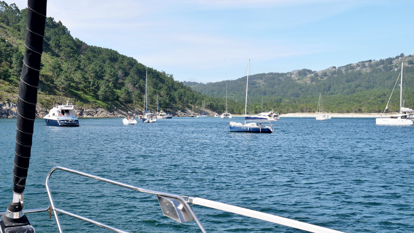 Anchorage of Praia de Barra in Ría de Vigo in Galicia