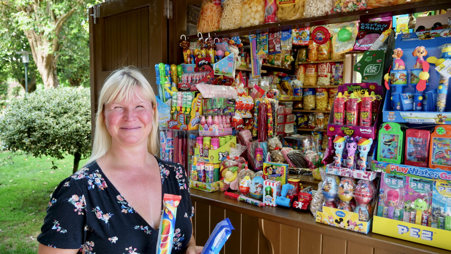 Eve getting an ice cream in Caramiñal, Galicia