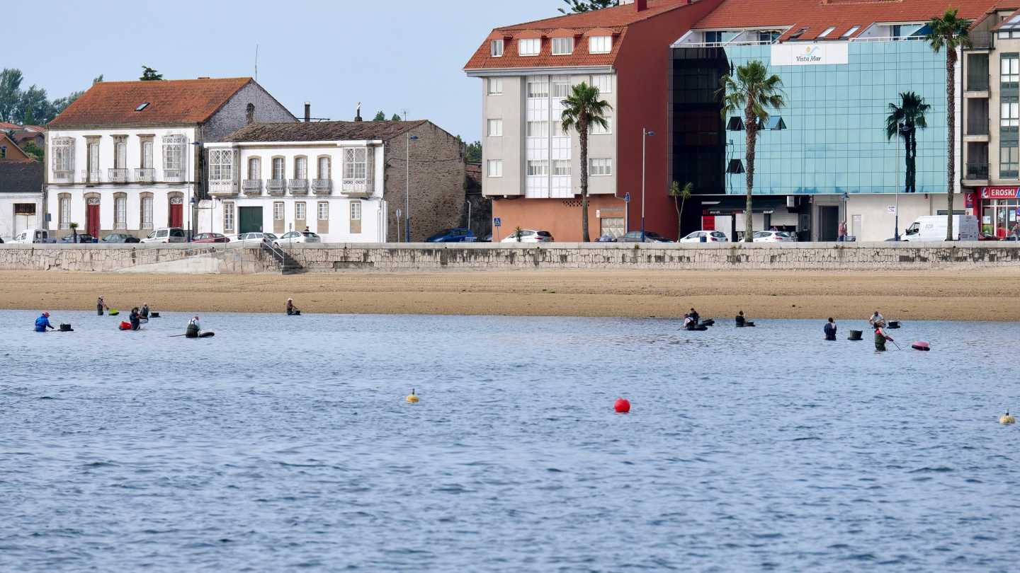 Beach fishing in Caramiñal, Galicia