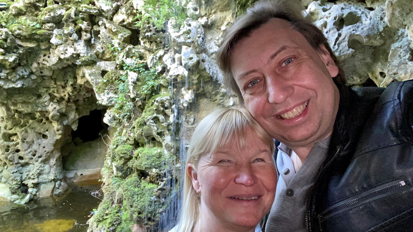 Eve and Andrus in the caves of Quinta da Regaleira, Sintra, Portugal