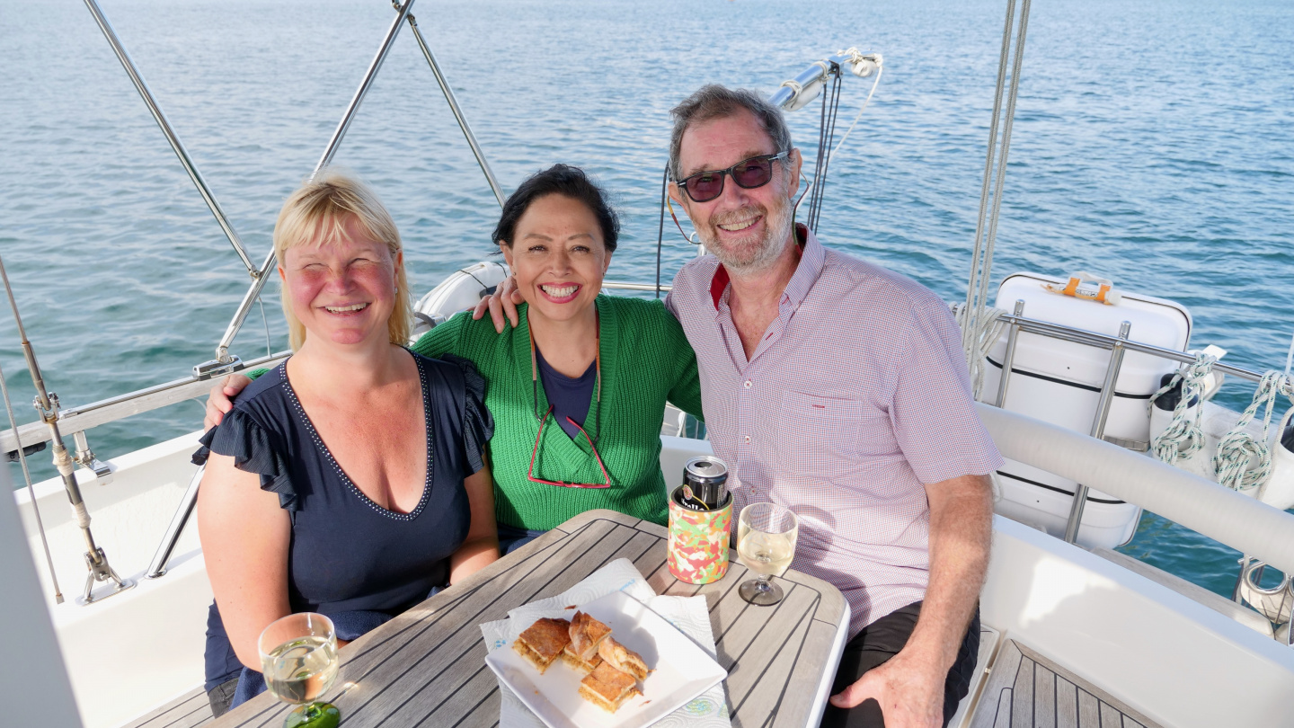 Eve, Clemencia and Andy in Baiona