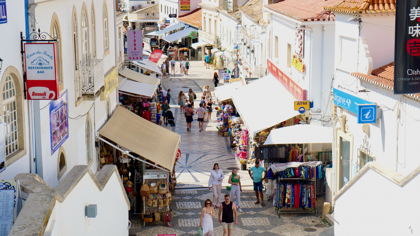 The shopping street of Albufeira, Portugal