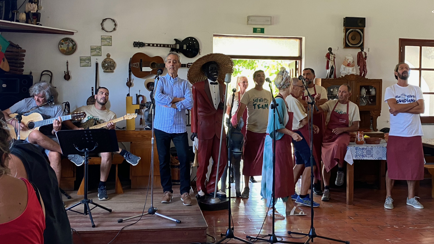 Traditional Portuguese singing in the village of Foz de Odeleite, Portugal