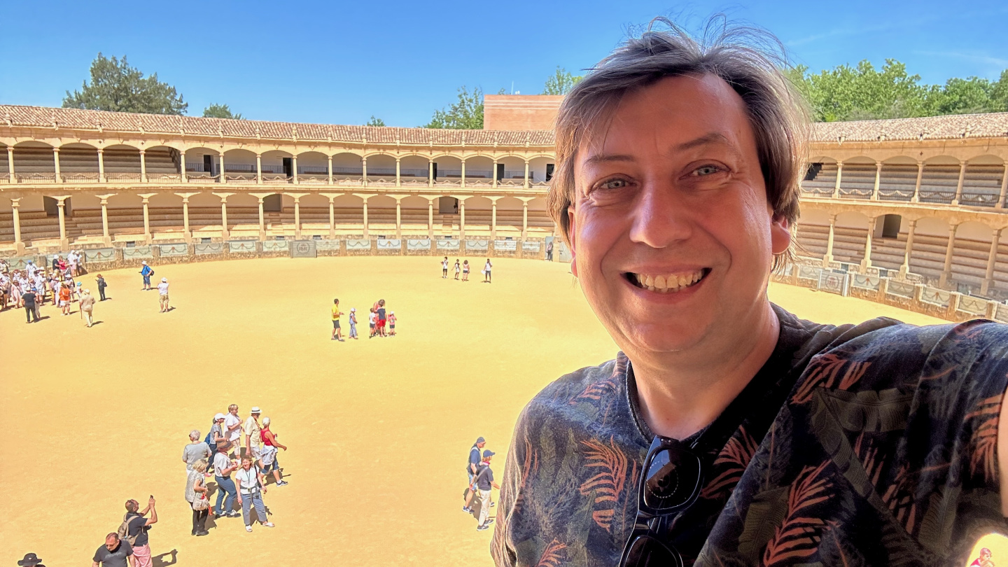 Andrus at the bullring of Ronda, Andalucia, Spain