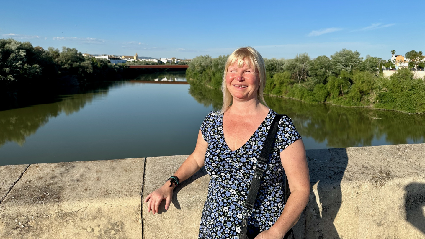 Eve on the Roman bridge of Córdoba, Spain