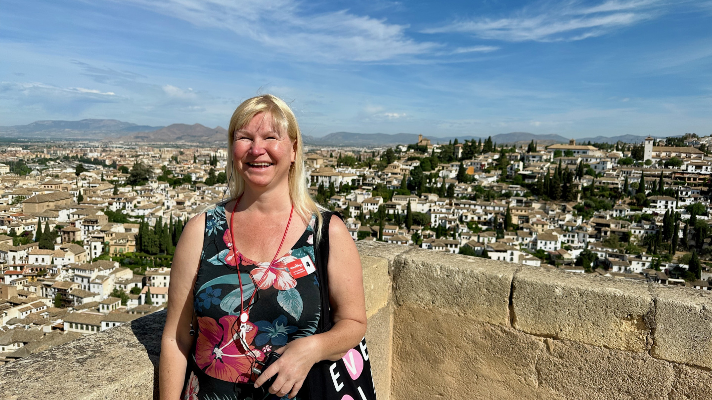 Eve at the top of Alhambra, Granada, Spain