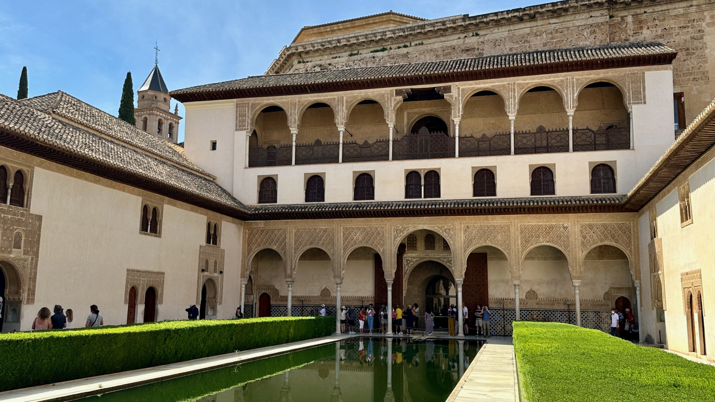 The courtyard in Nasrid palace in Alhambra, Granada, Spain