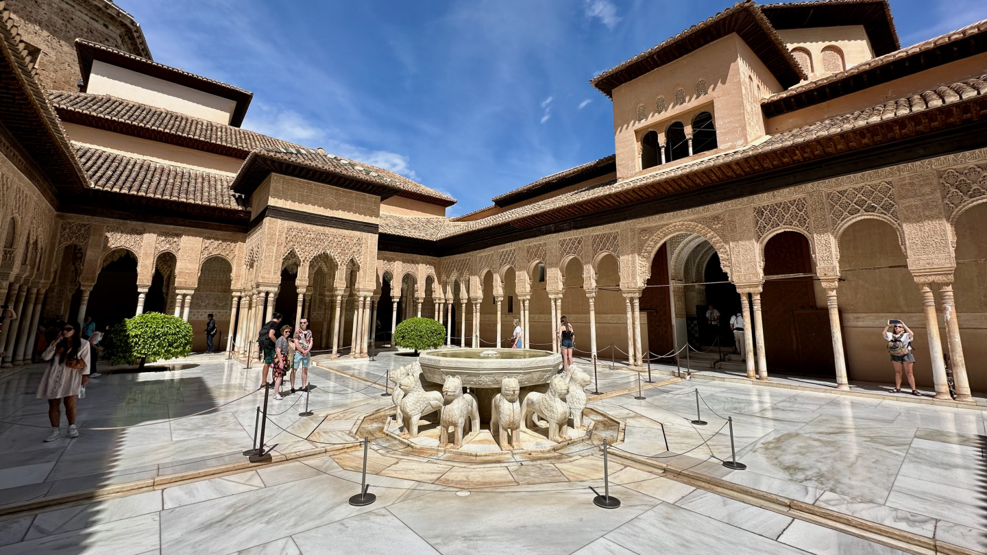 The Court of the Lions in Nasrid Palace, Alhambra, Granada, Spain