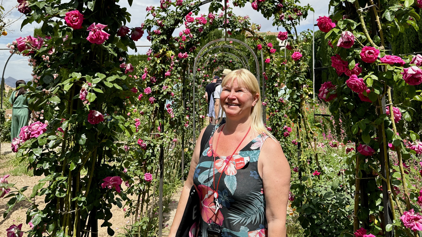 Eve in the rose gardens of Alhambra, Granada, Spain